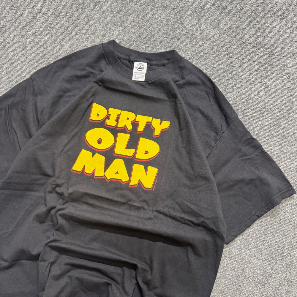 VTG Dirty Old Man T-Shirt Men's XL Delta Pro Weight 100% Cotton Meme Black
